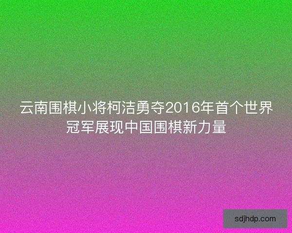 云南围棋小将柯洁勇夺2016年首个世界冠军展现中国围棋新力量