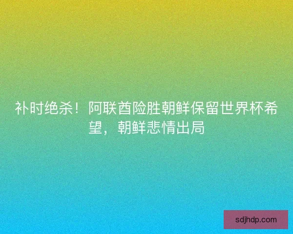 补时绝杀！阿联酋险胜朝鲜保留世界杯希望，朝鲜悲情出局