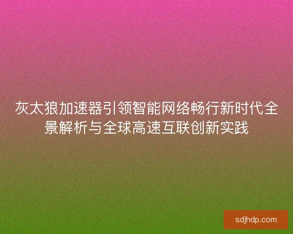 灰太狼加速器引领智能网络畅行新时代全景解析与全球高速互联创新实践
